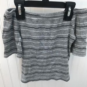 Striped off the shoulder tee